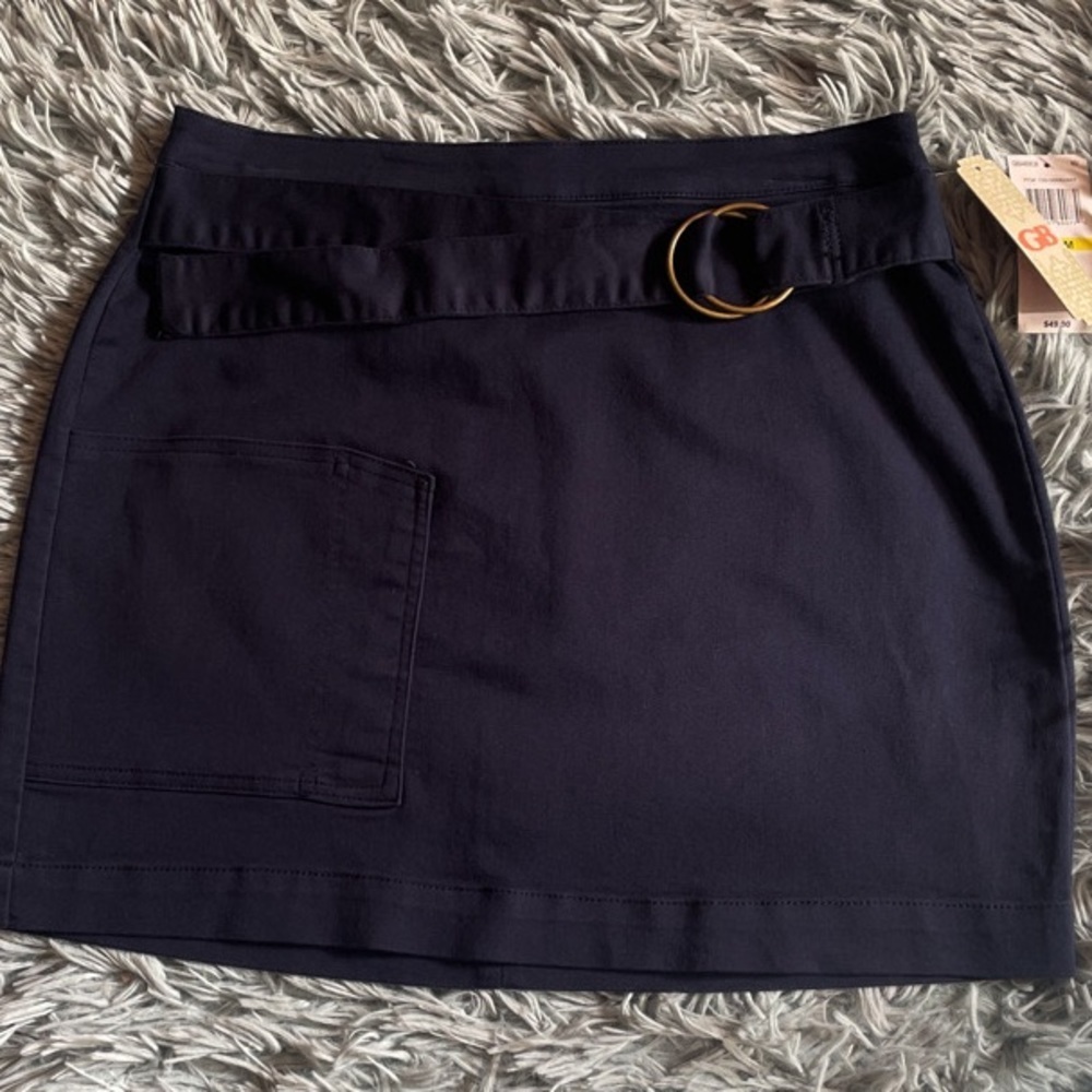 Belted Navy Mini Skirt